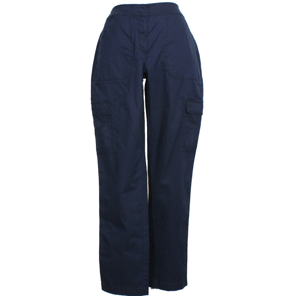 EILEEN FISHER Midnight Blue Washed Cotton Tencel Twill Slim Cargo Pants S
